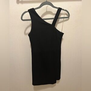 SALLY MILLER Mini Dress Asymmetric Neckline Detail Little Black Dress